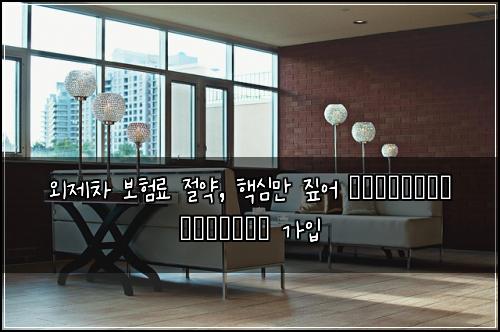 외제차 보험료 절약, 핵심만 짚어 выгодные условия 가입