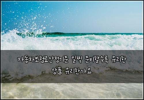 자동차보험료산정기준 일찍 준비할수록 유리한 상품 유리한가요