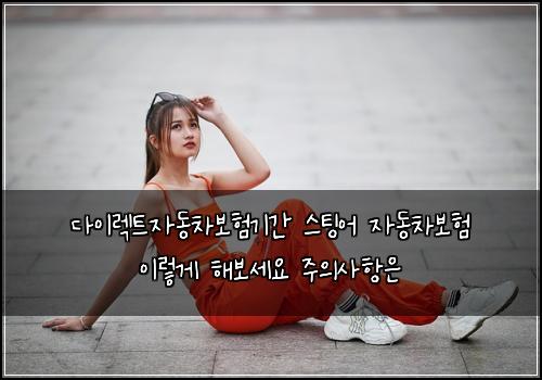 다이렉트자동차보험기간 스팅어 자동차보험 이렇게 해보세요 주의사항은