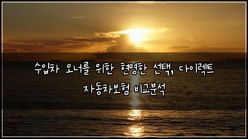 수입차 오너를 위한 현명한 선택, 다이렉트 자동차보험 비교분석