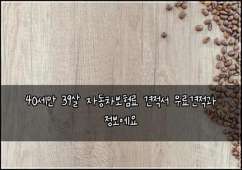 40세만 39살 자동차보험료 견적서 무료견적과 정보에요