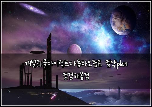 개별화물다이렉트자동차보험료 절약plan 점검해볼점