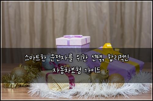  스마트한 운전자를 위한 선택, 합리적인 자동차보험 가이드