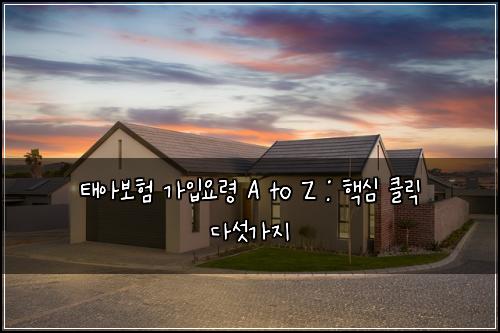 태아보험 가입요령 A to Z : 핵심 클릭 다섯가지
