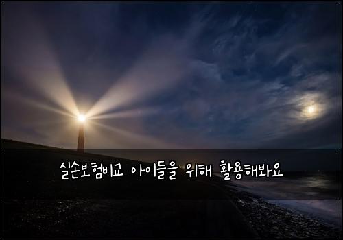 실손보험비교 아이들을 위해 활용해봐요