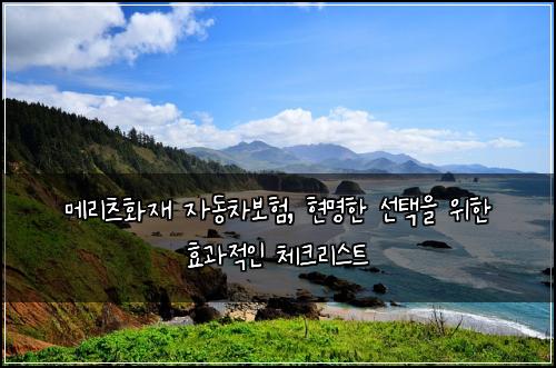 메리츠화재 자동차보험, 현명한 선택을 위한 효과적인 체크리스트