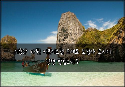 이름만 바뀐 어린이보험 드세요 보험사 모시기 경쟁 방법노하우