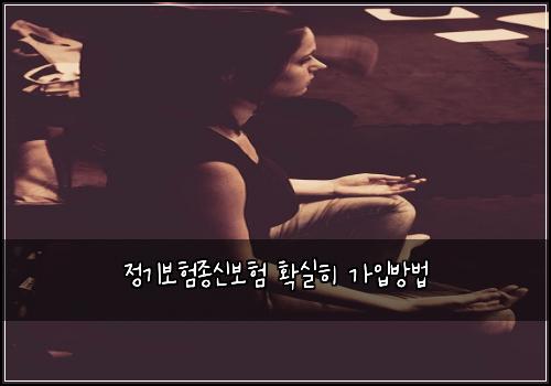 정기보험종신보험 확실히 가입방법