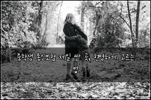  중학생 종신보험 제일 싼 곳, 현명하게 고르는 법
