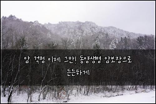 암 걱정 이제 그만! 동양생명 암보장으로 든든하게