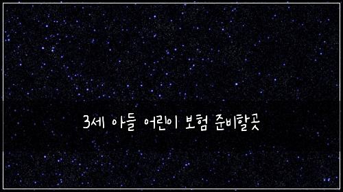 3세 아들 어린이 보험 준비할곳 