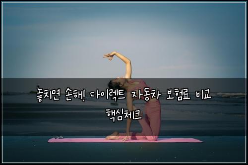  놓치면 손해! 다이렉트 자동차 보험료 비교 핵심체크