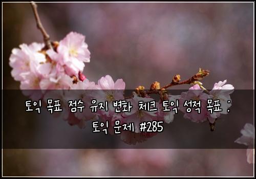 토익 목표 점수 유지 변화 체크 토익 성적 목표 : 토익 문제 #285