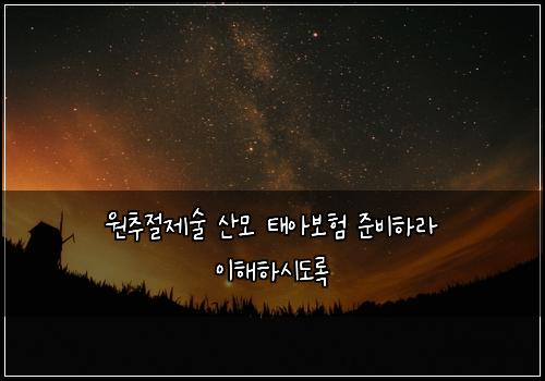 원추절제술 산모 태아보험 준비하라  이해하시도록
