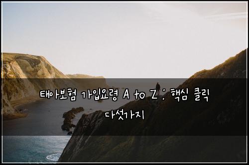 태아보험 가입요령 A to Z : 핵심 클릭 다섯가지