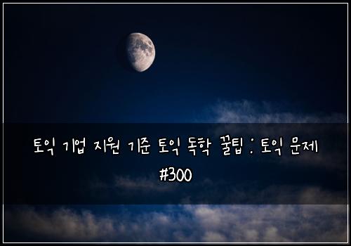토익 기업 지원 기준 토익 독학 꿀팁 : 토익 문제 #300