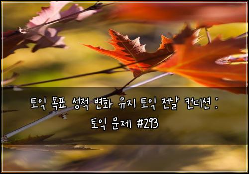 토익 목표 성적 변화 유지 토익 전날 컨디션 : 토익 문제 #293