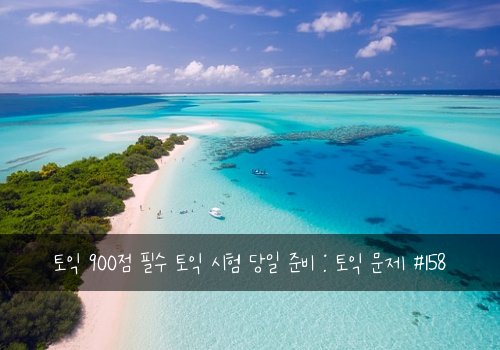 토익 900점 필수 토익 시험 당일 준비 : 토익 문제 #158