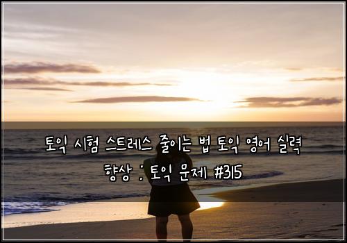 토익 시험 스트레스 줄이는 법 토익 영어 실력 향상 : 토익 문제 #315