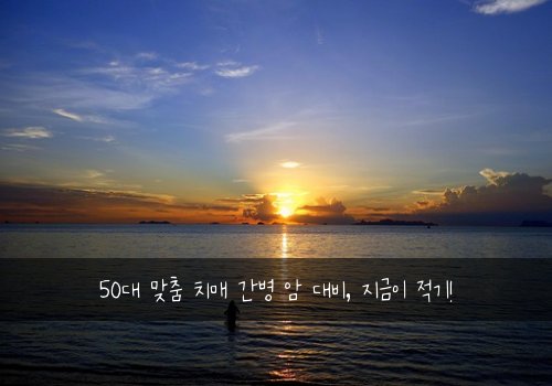 50대 맞춤 치매 간병 암 대비, 지금이 적기!