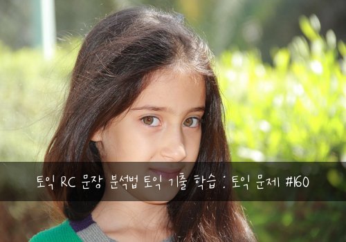 토익 RC 문장 분석법 토익 기출 학습 : 토익 문제 #160