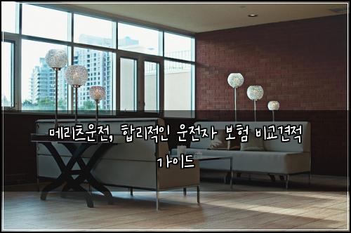 메리츠운전, 합리적인 운전자 보험 비교견적 가이드