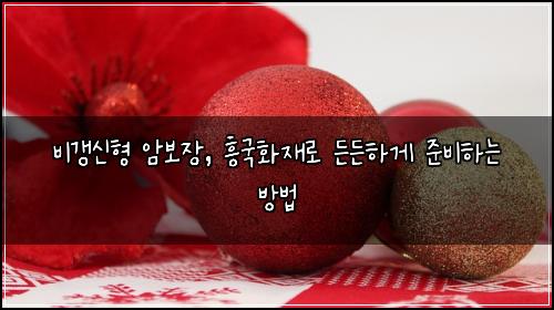 비갱신형 암보장, 흥국화재로 든든하게 준비하는 방법