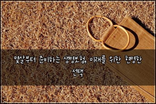  몇살부터 준비하는 생명보험, 미래를 위한 현명한 선택