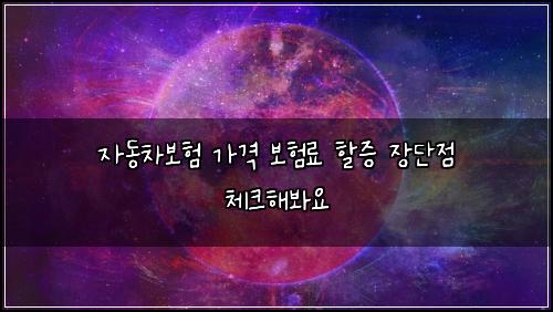 자동차보험 가격 보험료 할증 장단점 체크해봐요