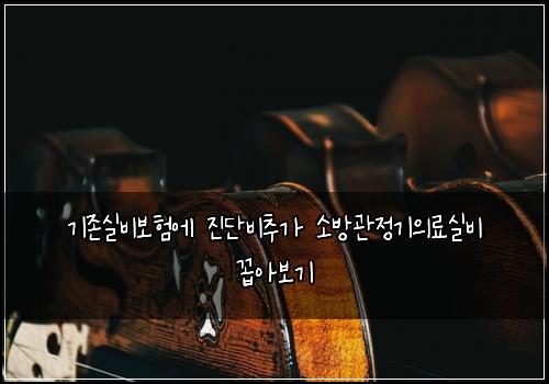 기존실비보험에 진단비추가 소방관정기의료실비 꼽아보기
