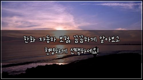 한화 자동차 보험, 꼼꼼하게 알아보고 현명하게 선택하세요!