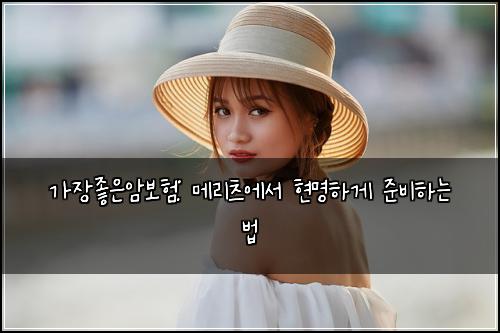 가장좋은암보험: 메리츠에서 현명하게 준비하는 법