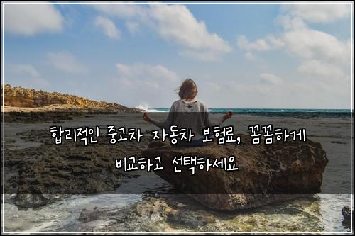  합리적인 중고차 자동차 보험료, 꼼꼼하게 비교하고 선택하세요