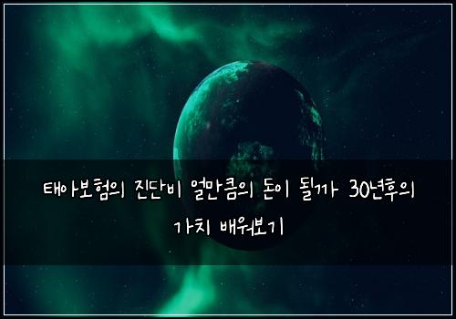 태아보험의 진단비 얼만큼의 돈이 될까 30년후의 가치 배워보기