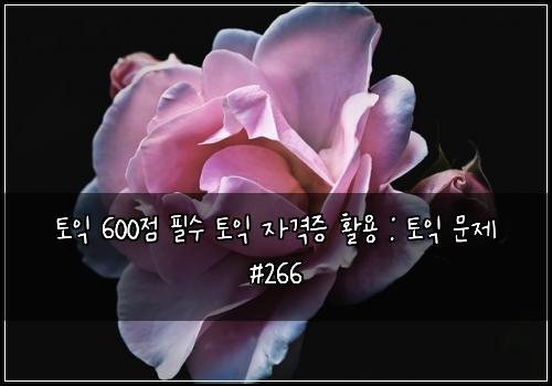 토익 600점 필수 토익 자격증 활용 : 토익 문제 #266