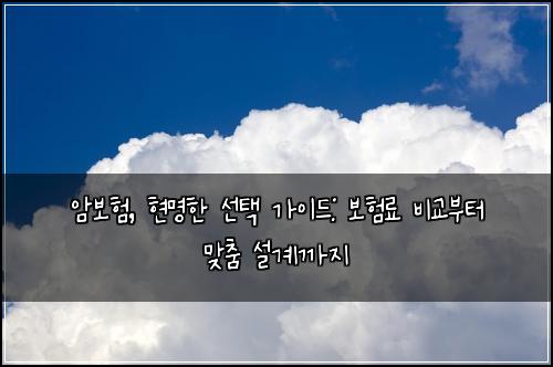 암보험, 현명한 선택 가이드: 보험료 비교부터 맞춤 설계까지