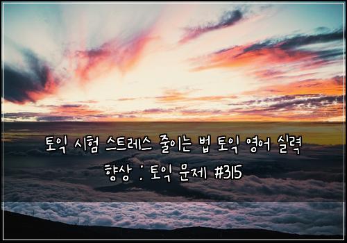 토익 시험 스트레스 줄이는 법 토익 영어 실력 향상 : 토익 문제 #315