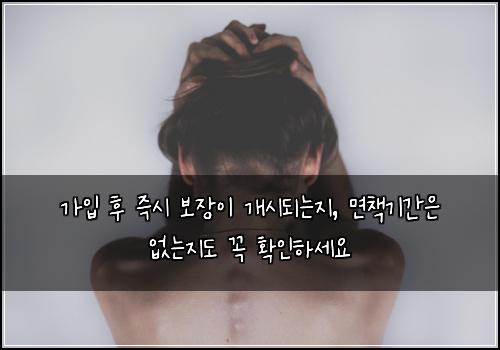 가입 후 즉시 보장이 개시되는지, 면책기간은 없는지도 꼭 확인하세요