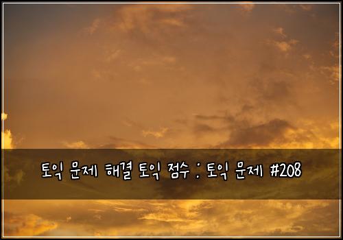 토익 문제 해결 토익 점수 : 토익 문제 #208