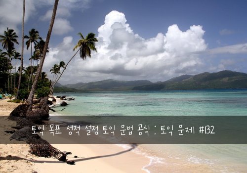 토익 목표 성적 설정 토익 문법 공식 : 토익 문제 #132