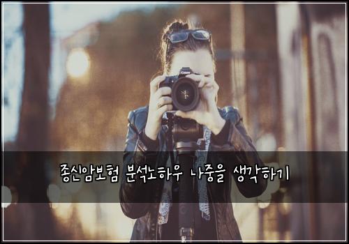 종신암보험 분석노하우  나중을 생각하기