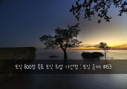 토익 800점 목표 토익 취업 가산점 : 토익 문제 #153