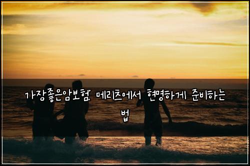 가장좋은암보험: 메리츠에서 현명하게 준비하는 법