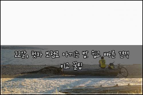  22살, 첫차 보험료 아끼는 법: 쉽고 빠른 견적 비교 꿀팁