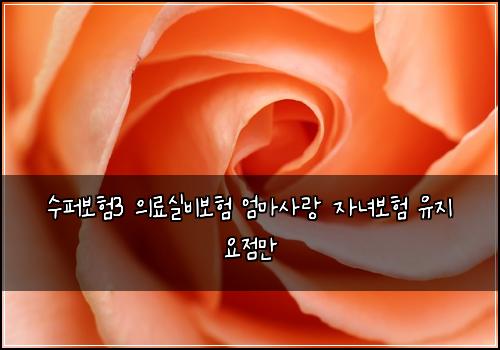 수퍼보험3 의료실비보험 엄마사랑 자녀보험 유지 요점만