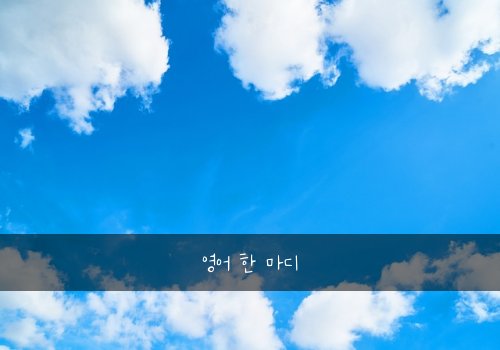 영어 한 마디
