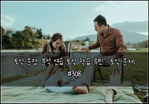 토익 문장 분석 연습 토익 학습 루틴 : 토익 문제 #308
