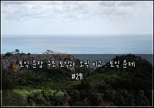 토익 문장 구조 토익과 오픽 비교 : 토익 문제 #291