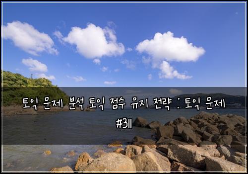 토익 문제 분석 토익 점수 유지 전략 : 토익 문제 #311