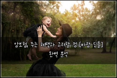 암보험, 주는 혜택과 고려할 점 [바람 딘물] 완벽 분석